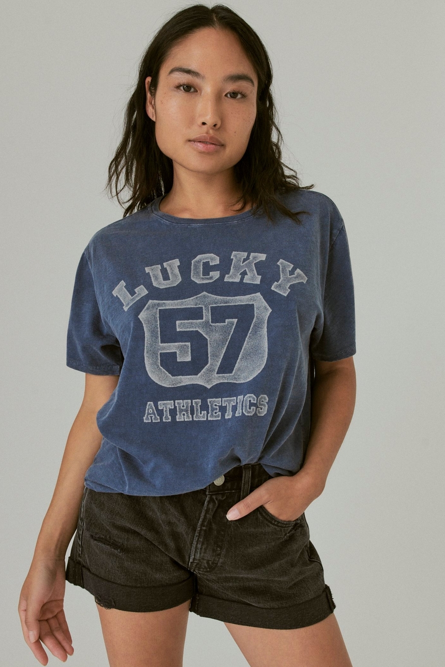 LUCKY OMBRE SHIELD CROP TEE, image 1