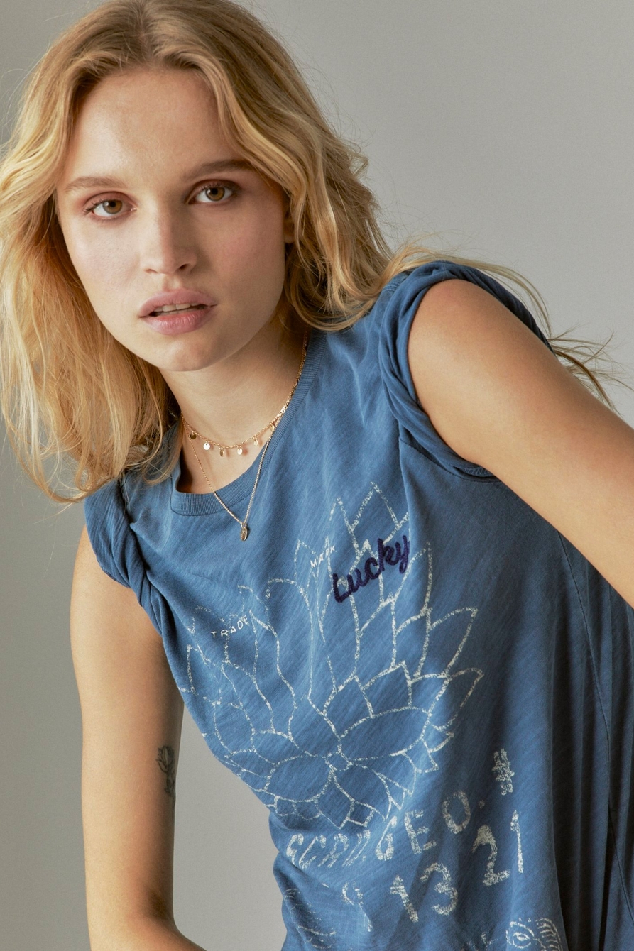 LUCKY LOTUS EMBROIDERED CLASSIC CREW TEE, image 4