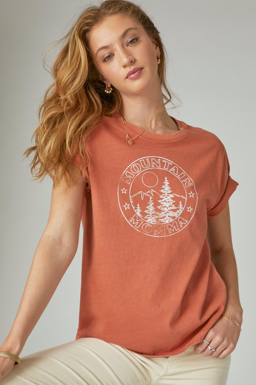 Lucky Brand Women's Mountain Mama Classic Crew Tee - Spice Route
