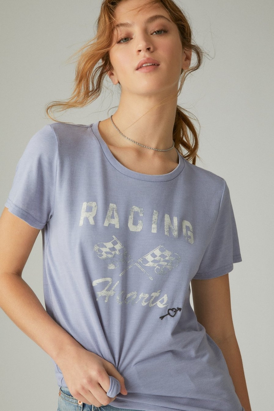 RACING HEARTS EMBROIDERED CLASSIC CREW TEE, image 4