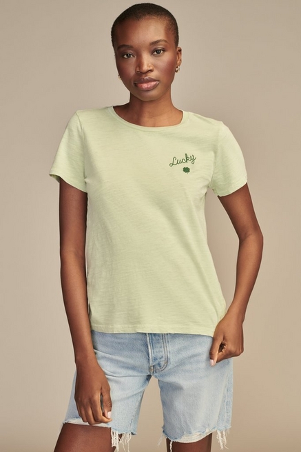 Lucky Brand The Boyfriend Tee - Women's Clothing Tops Shirts Tee Graphic T  Shirts in Balsam Green, Size M - Yahoo Shopping