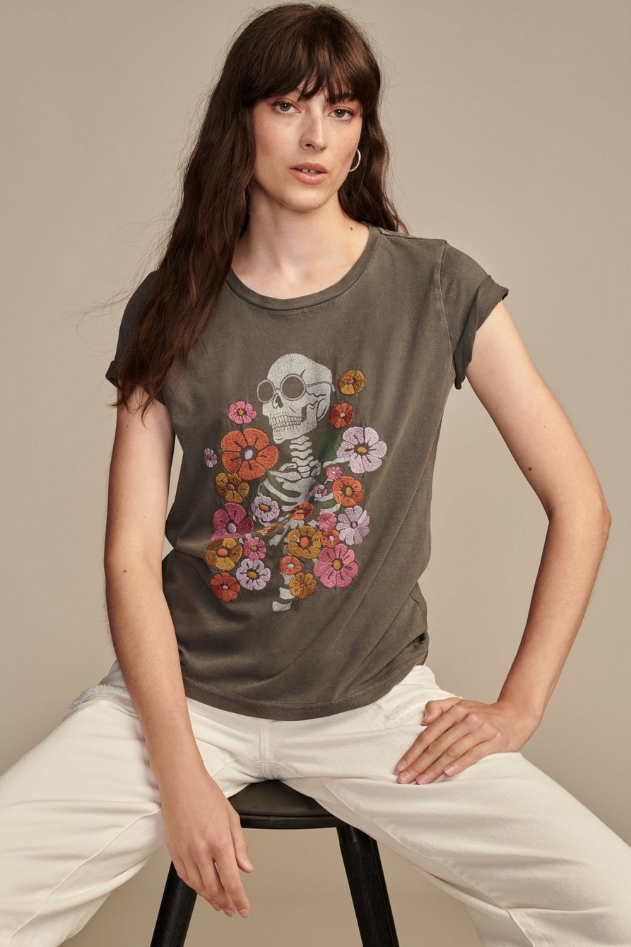 FLOWERS AND SKELETON CLASSIC CREW, image 1