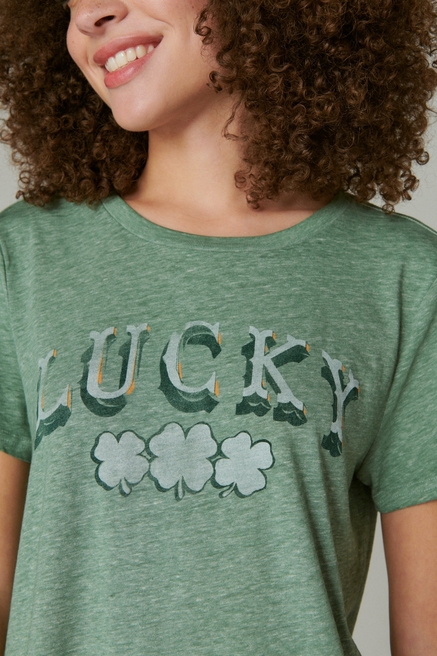 Lucky Brand The Boyfriend Tee - Women's Clothing Tops Shirts Tee Graphic T  Shirts in Balsam Green, Size M - Yahoo Shopping
