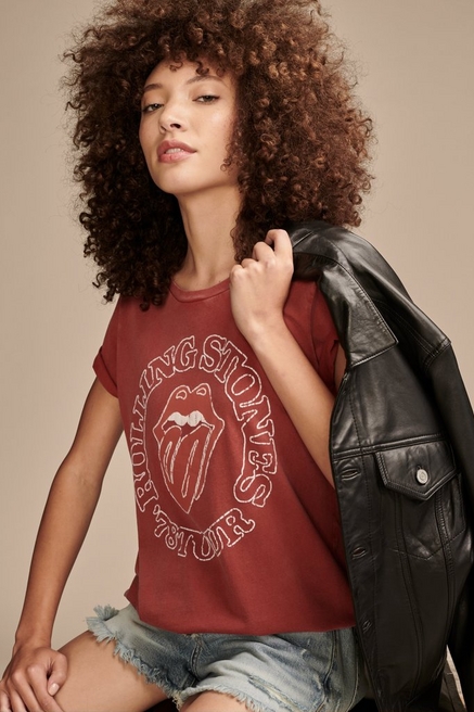 Buy a Lucky Brand Womens Kiss Flocked Graphic T-Shirt