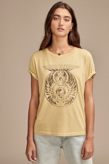 Lucky Brand Celestial Graphic Print Crew Neck Short Sleeve Relaxed Fit Tee  Shirt