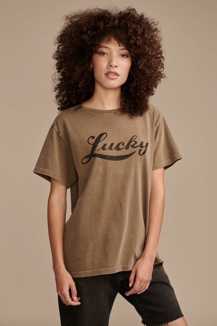 Lucky Brand Women's Ivy Arch Logo Crewneck T-Shirt