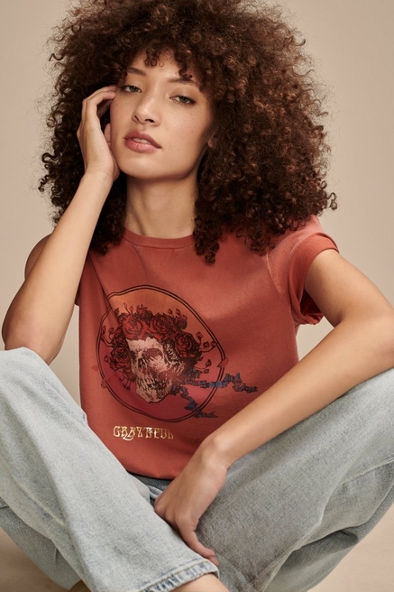 Lucky Brand Women's Skull Graphic Print Soft Cotton T-Shirt Top