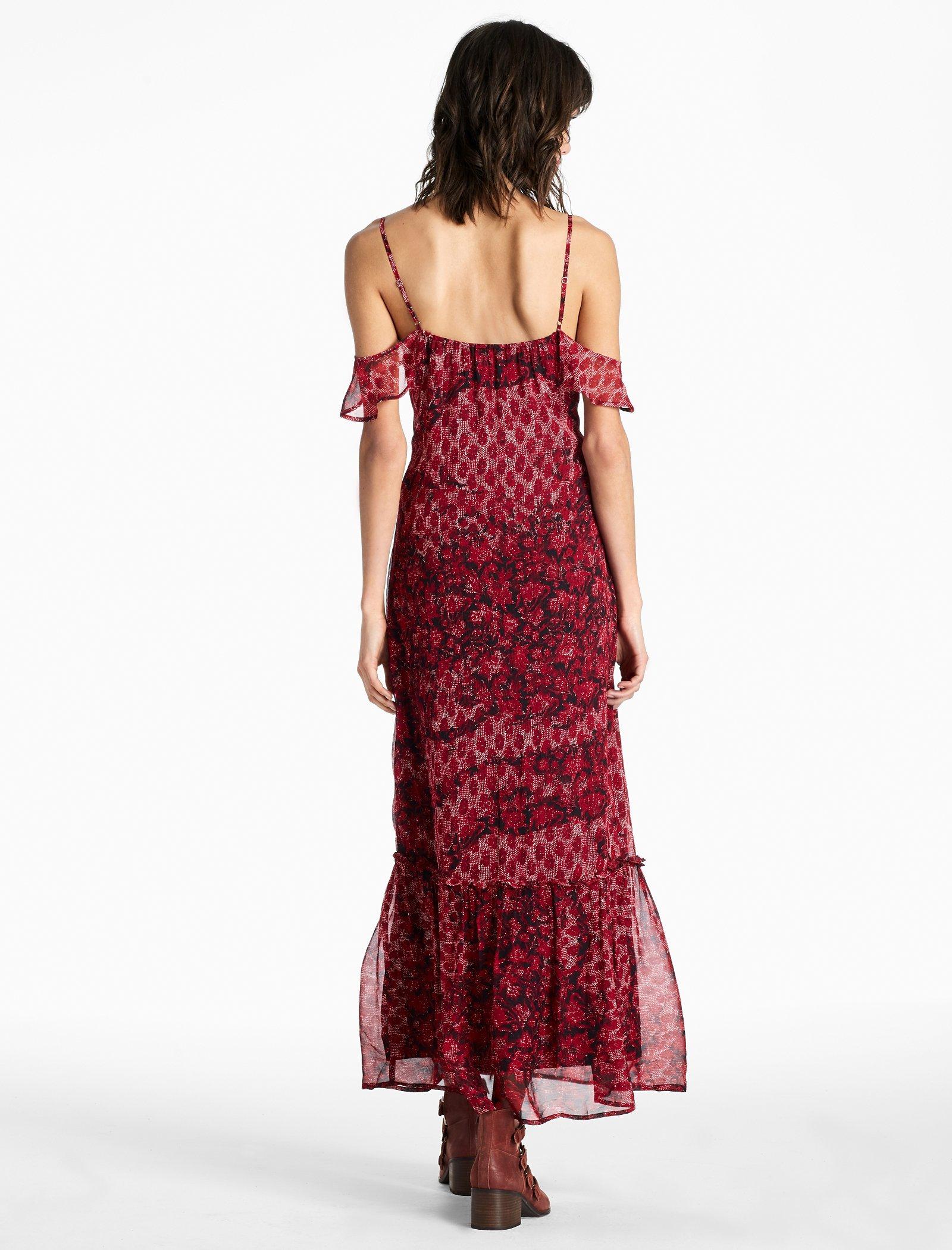 Lucky Brand Flutter Sleeve A-line Maxi Dress in Natural