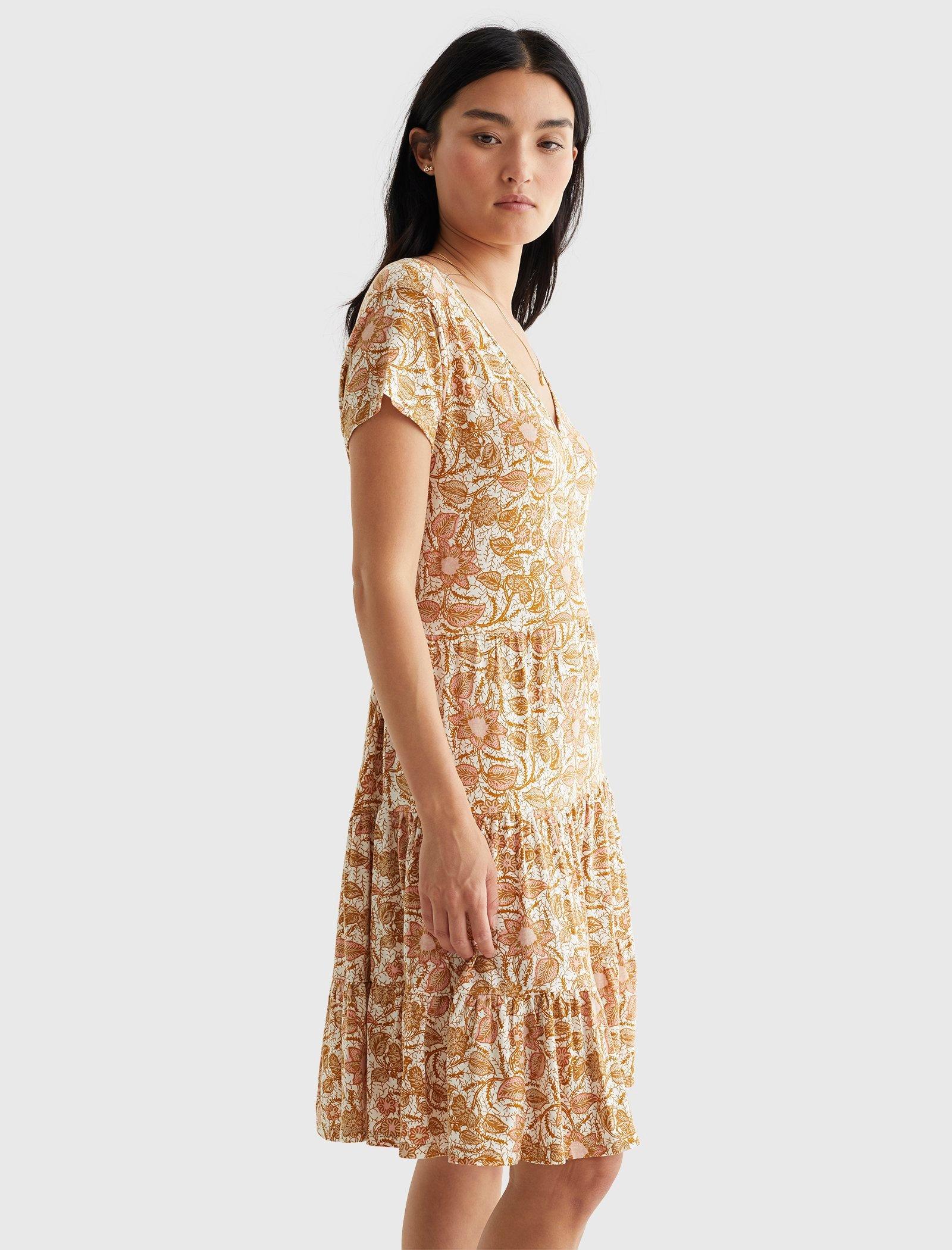 lucky brand printed tiered babydoll dress