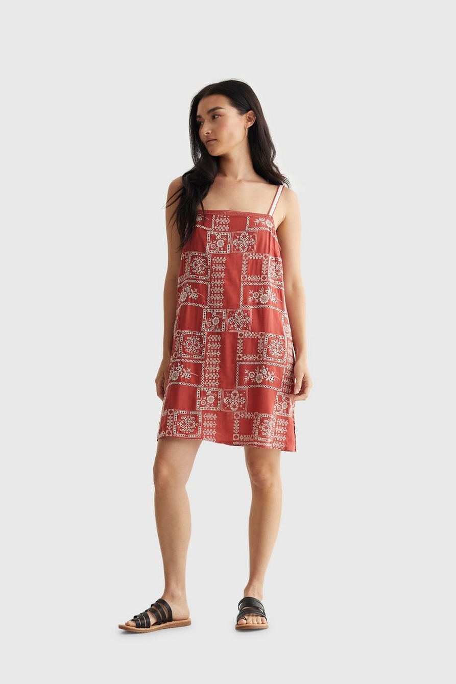 EMBROIDERED SQUARE NECK CAMI DRESS, image 1