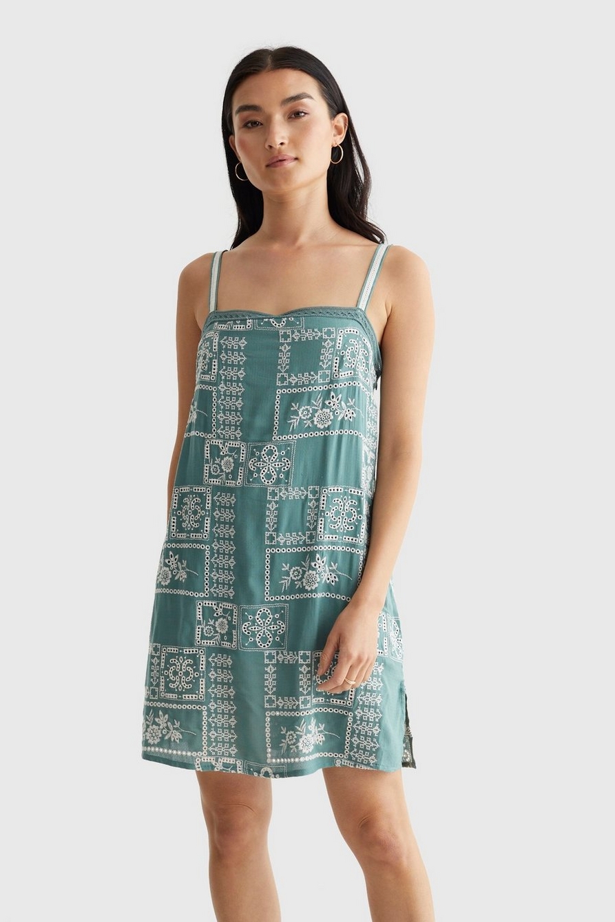 EMBROIDERED SQUARE NECK CAMI DRESS, image 2