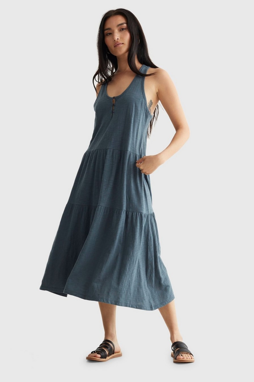 Lucky Brand Tiered Maxi Dress in Blue