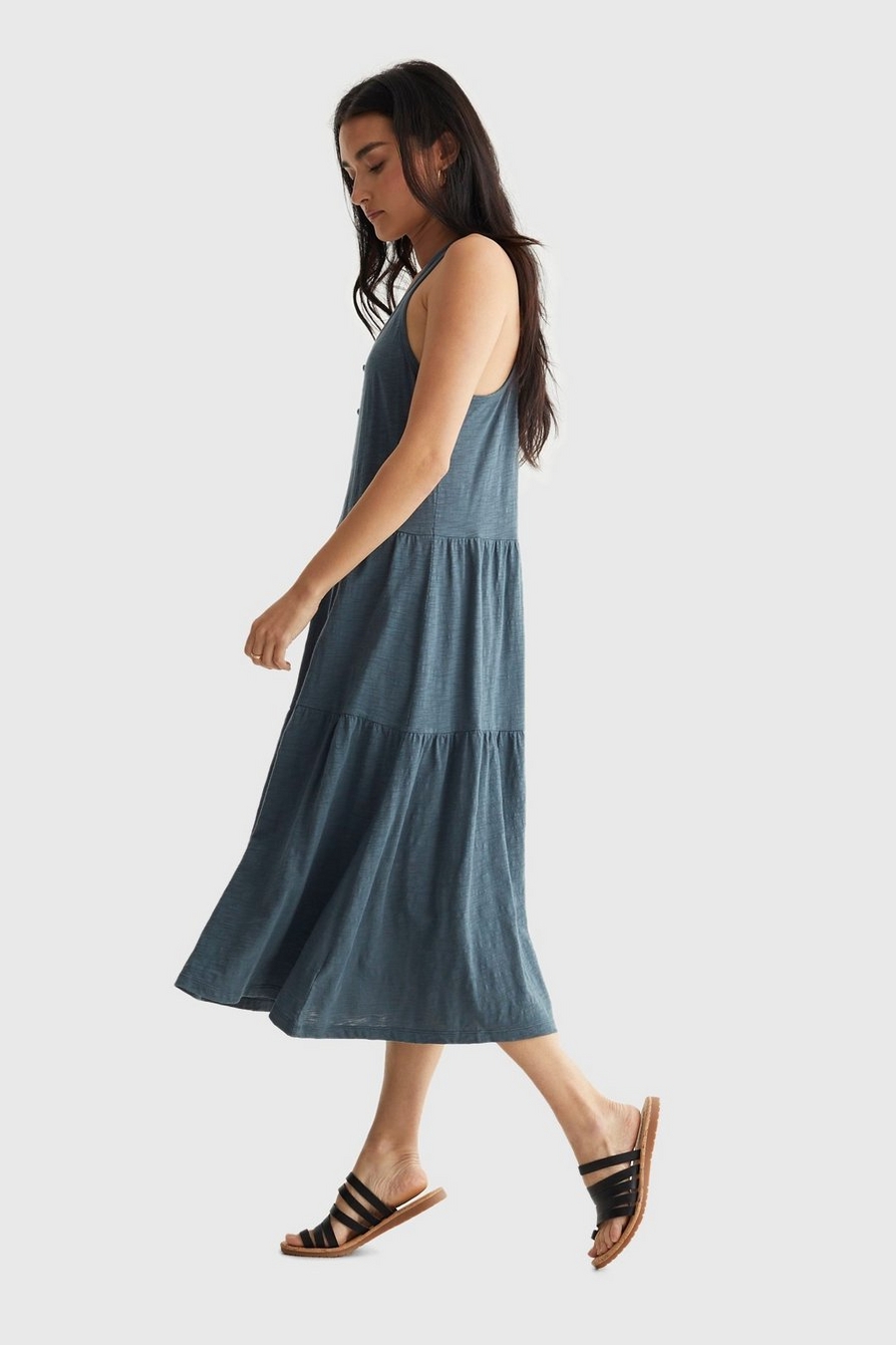 Lucky Brand Tiered Maxi Dress in Blue