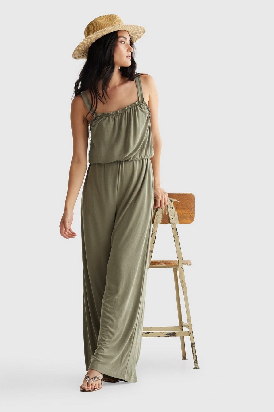 Lucky Brand womens Sleeveless Square Neck Jumpsuit India