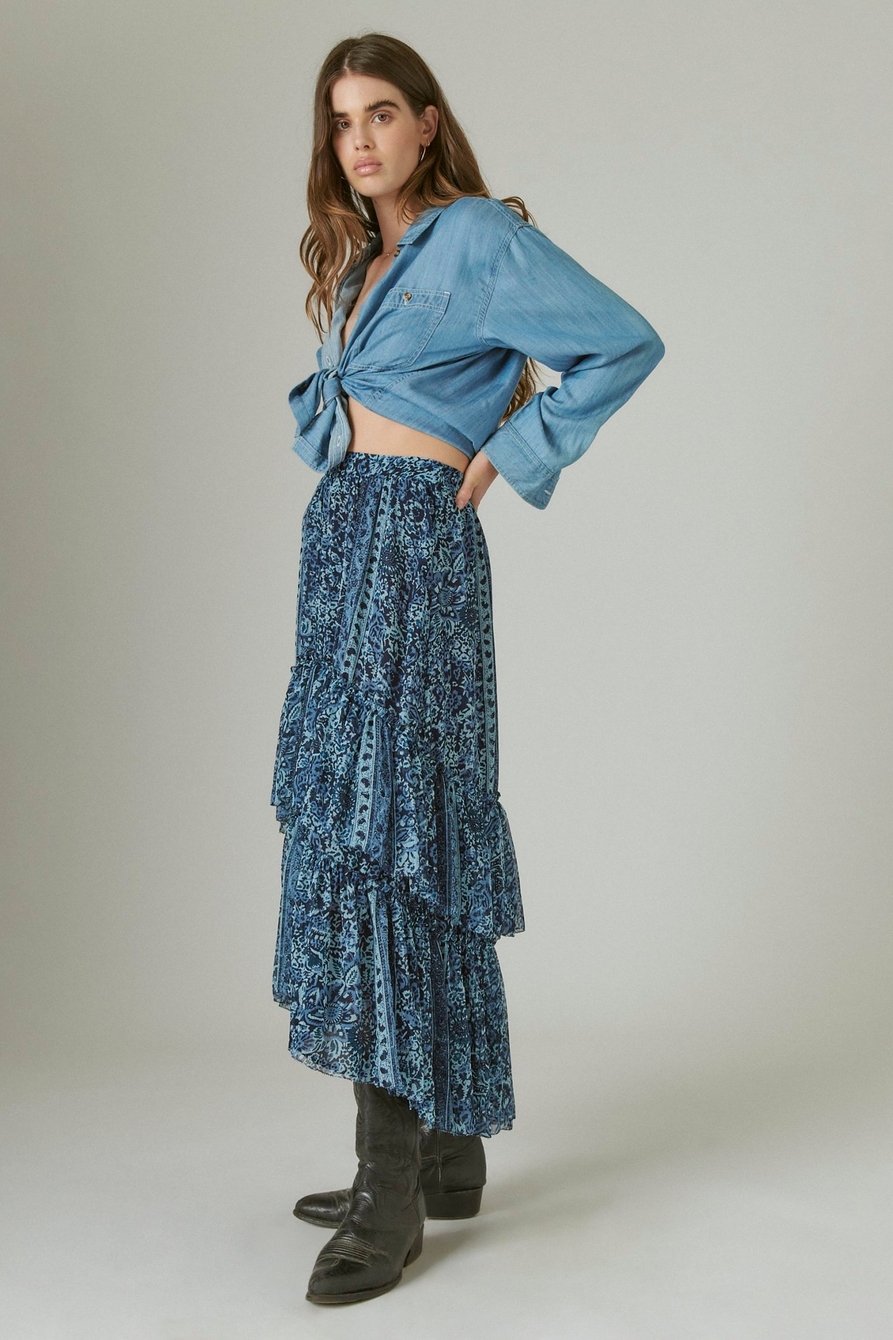 FLORAL PRINT TIERED MAXI SKIRT | Lucky Brand