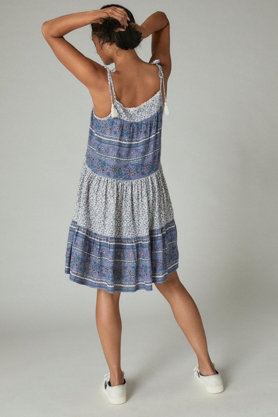 MIXED PRINT TIE SLEEVE TIERED DRESS, image 3