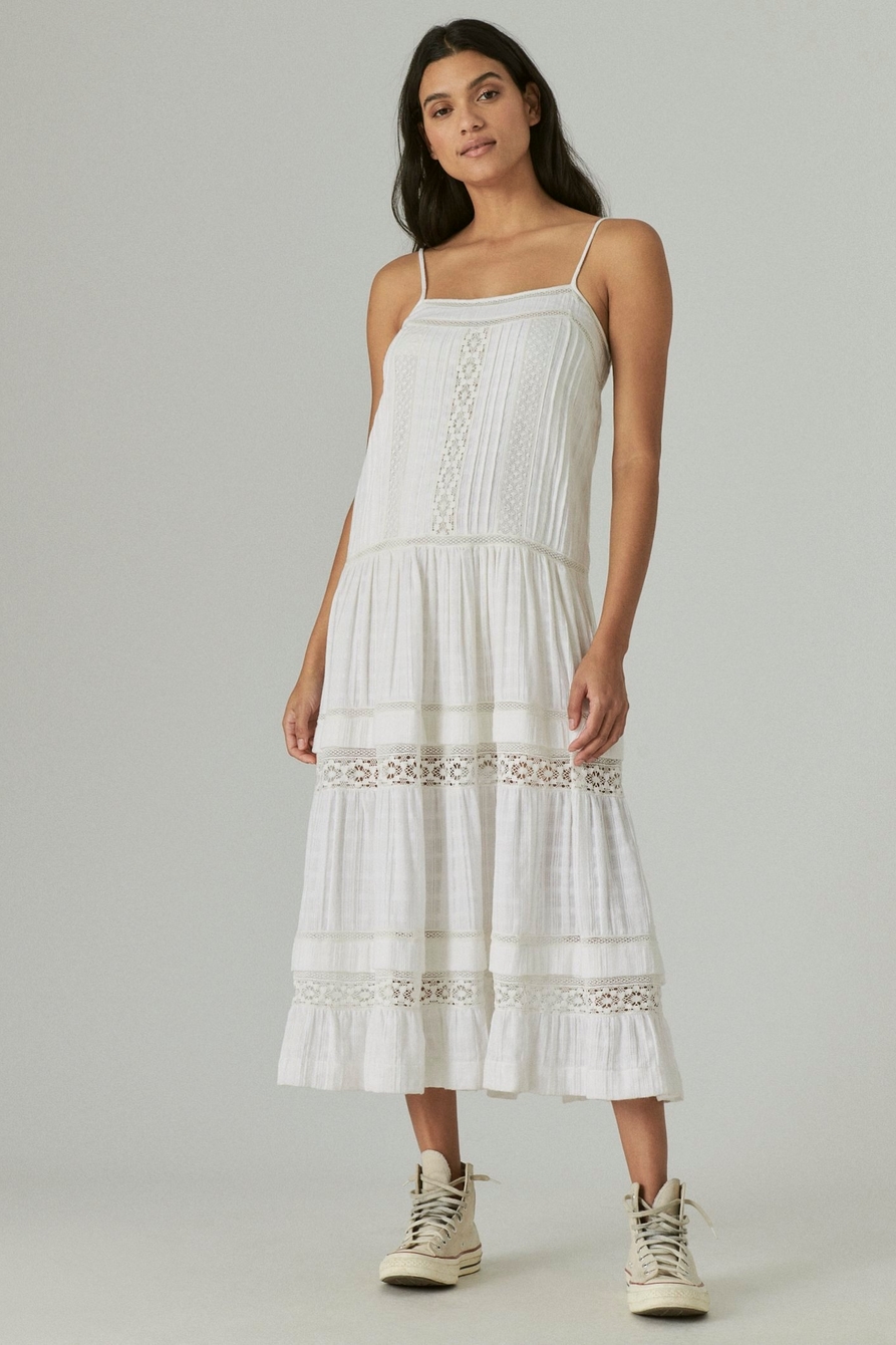 Lucky Brand Women's Lace Tiered Maxi Dress White Size Medium – Steals