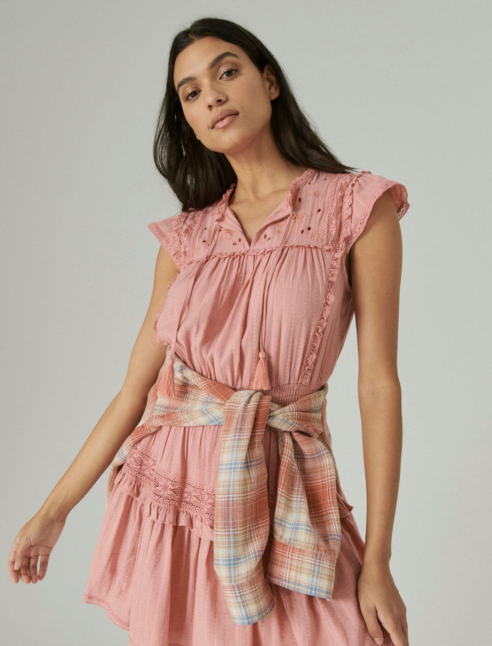 pink peasant dress