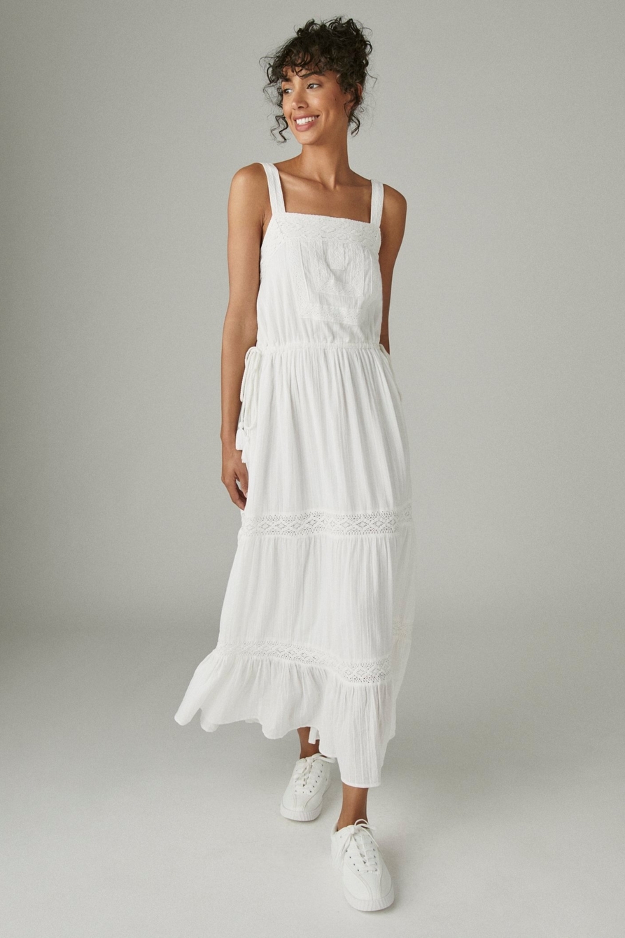 Lucky Brand Floral Spritz Printed Maxi Dress in White