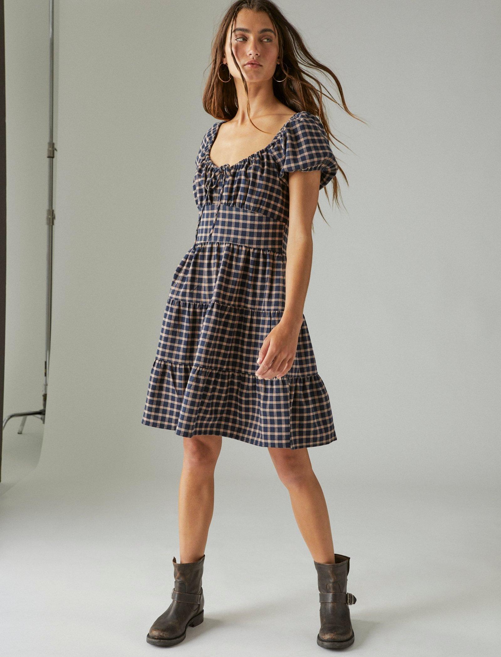 SHORT SLEEVE PLAID DRESS | Lucky Brand