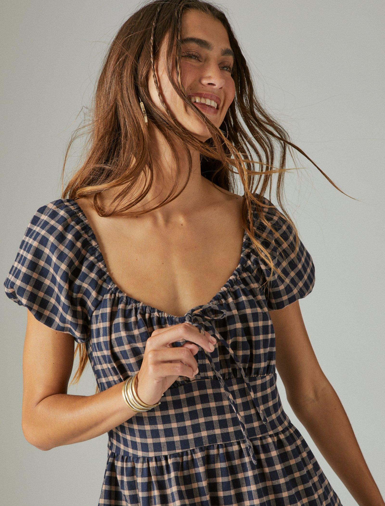 SHORT SLEEVE PLAID DRESS | Lucky Brand