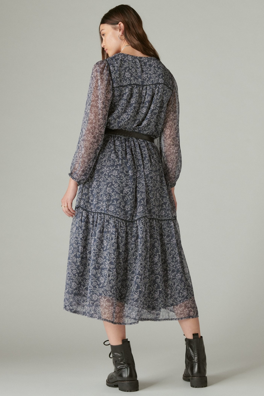 LONG SLEEVE PEASANT TIERED MAXI DRESS, image 3