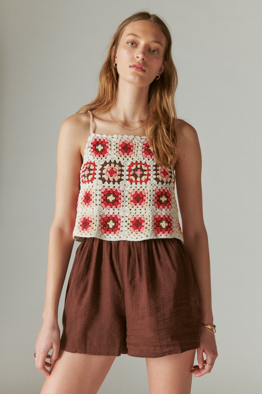 LUCKY BRAND SQUARE NECK CROCHET TOP NWT SIZE XS