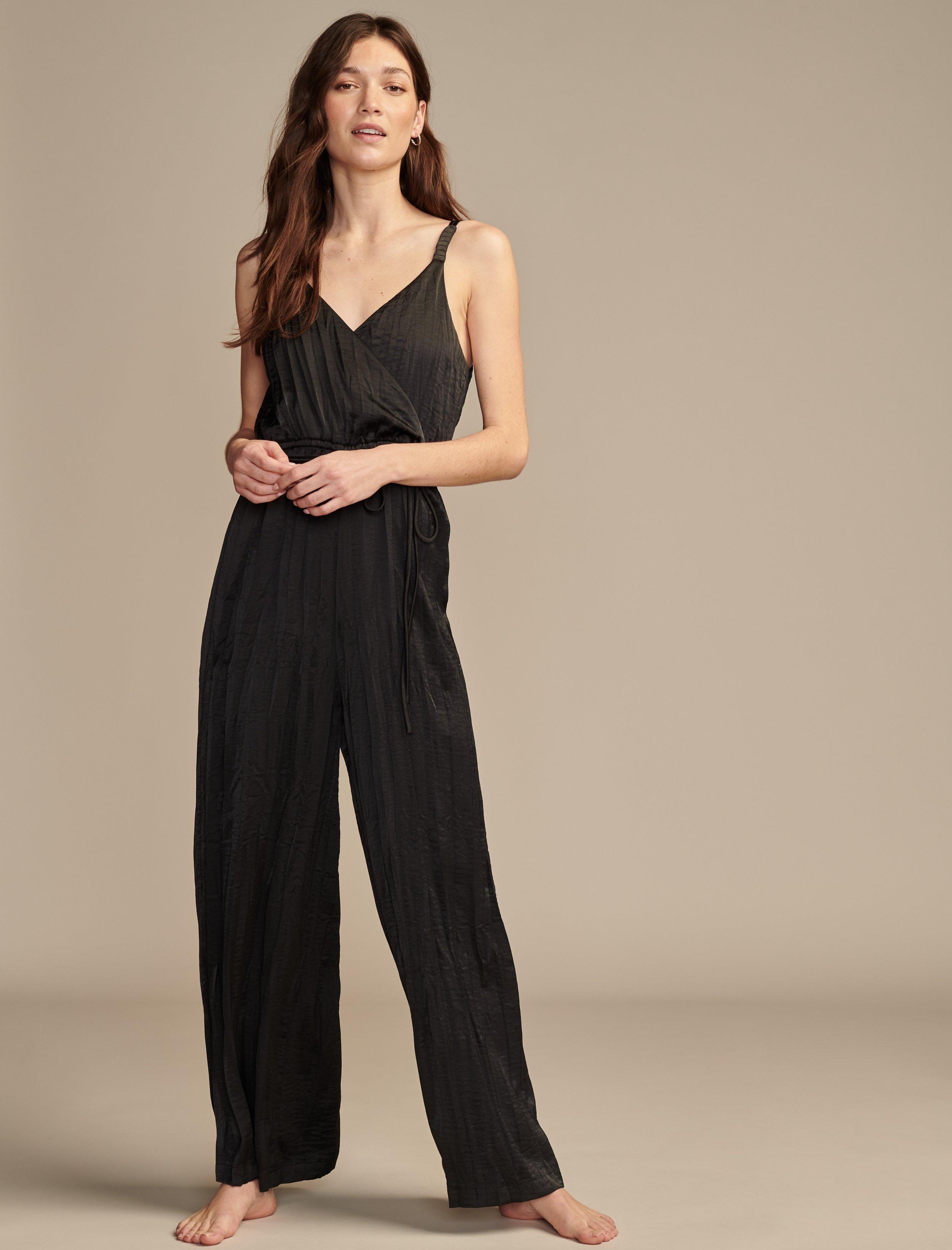 PLEATED SATIN JUMPSUIT