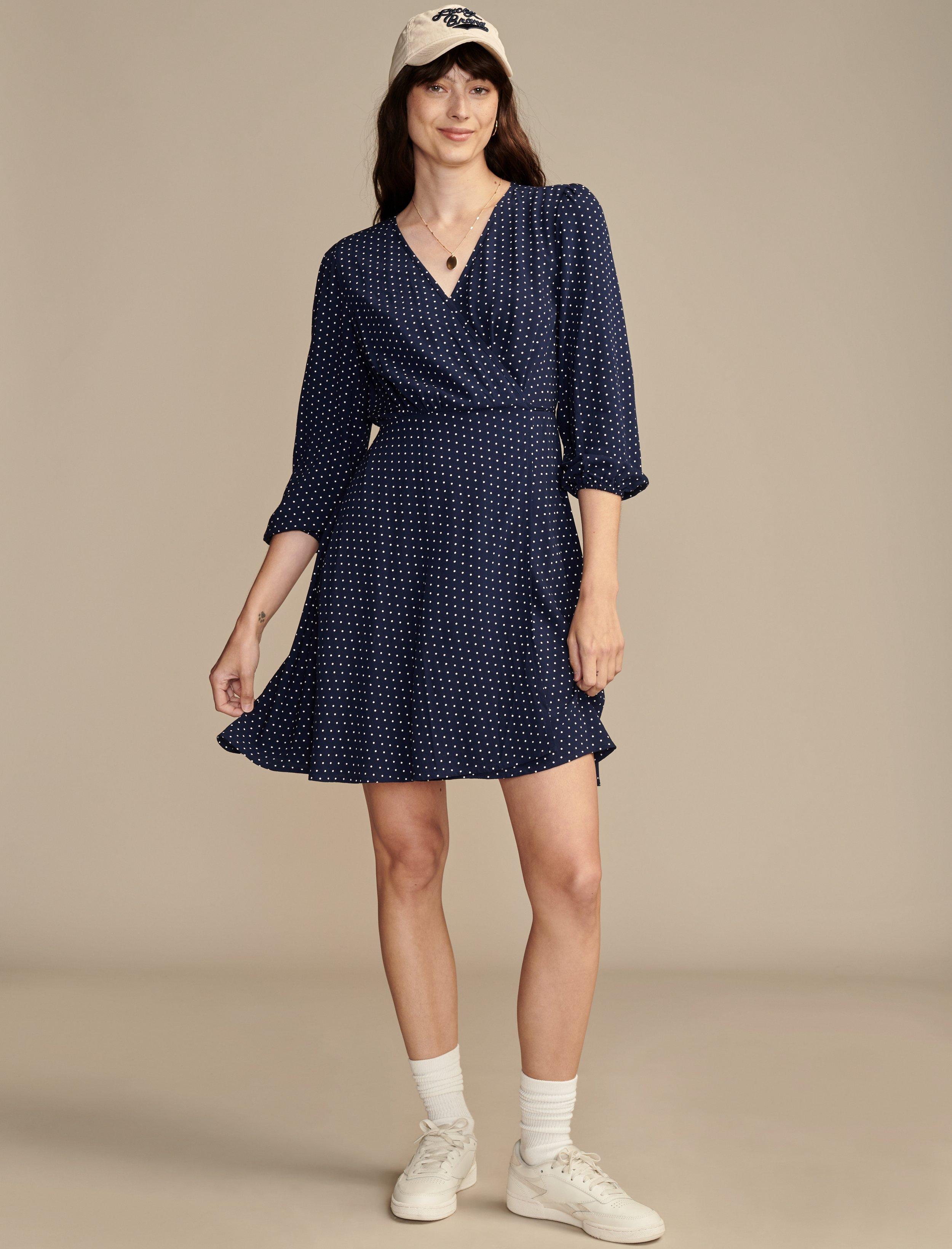 LONG SLEEVE DOT WRAP MINI DRESS | Lucky Brand