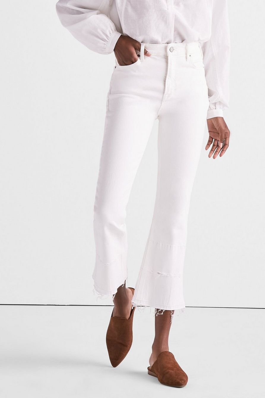 BRIDGETTE CROPPED BOOT JEAN IN CLEAN WHITE WITH RELEASED HEM, image 1