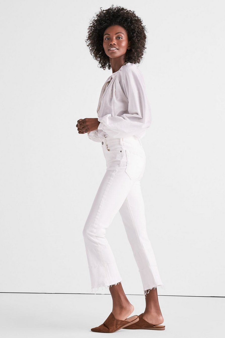 BRIDGETTE CROPPED BOOT JEAN IN CLEAN WHITE WITH RELEASED HEM, image 2