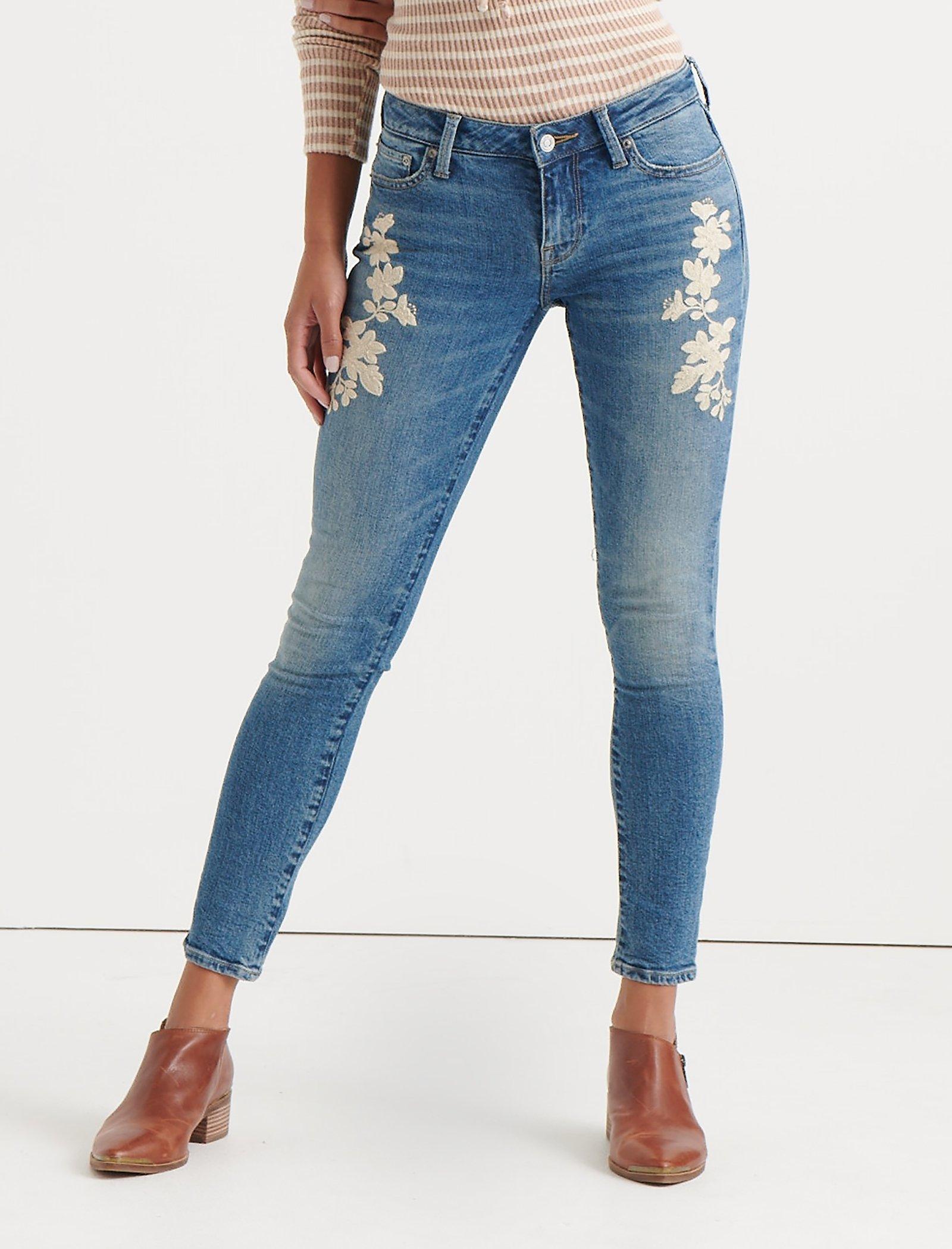 lucky brand embroidered jeans