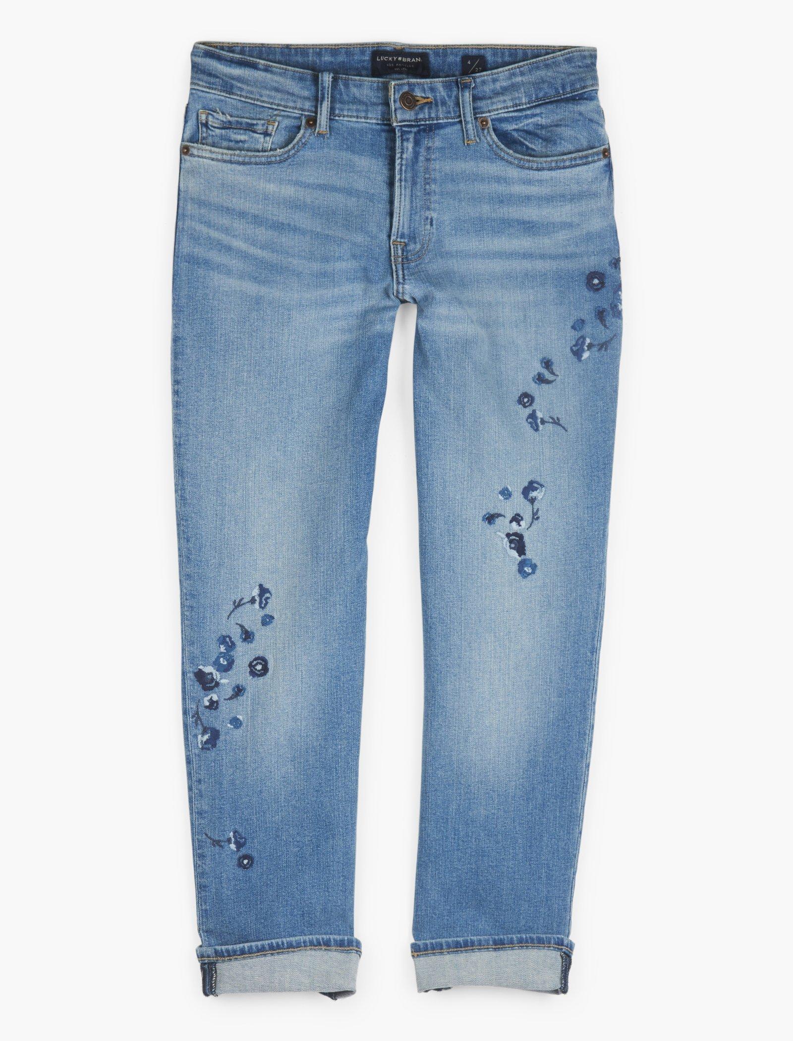 lucky brand floral embroidered jeans
