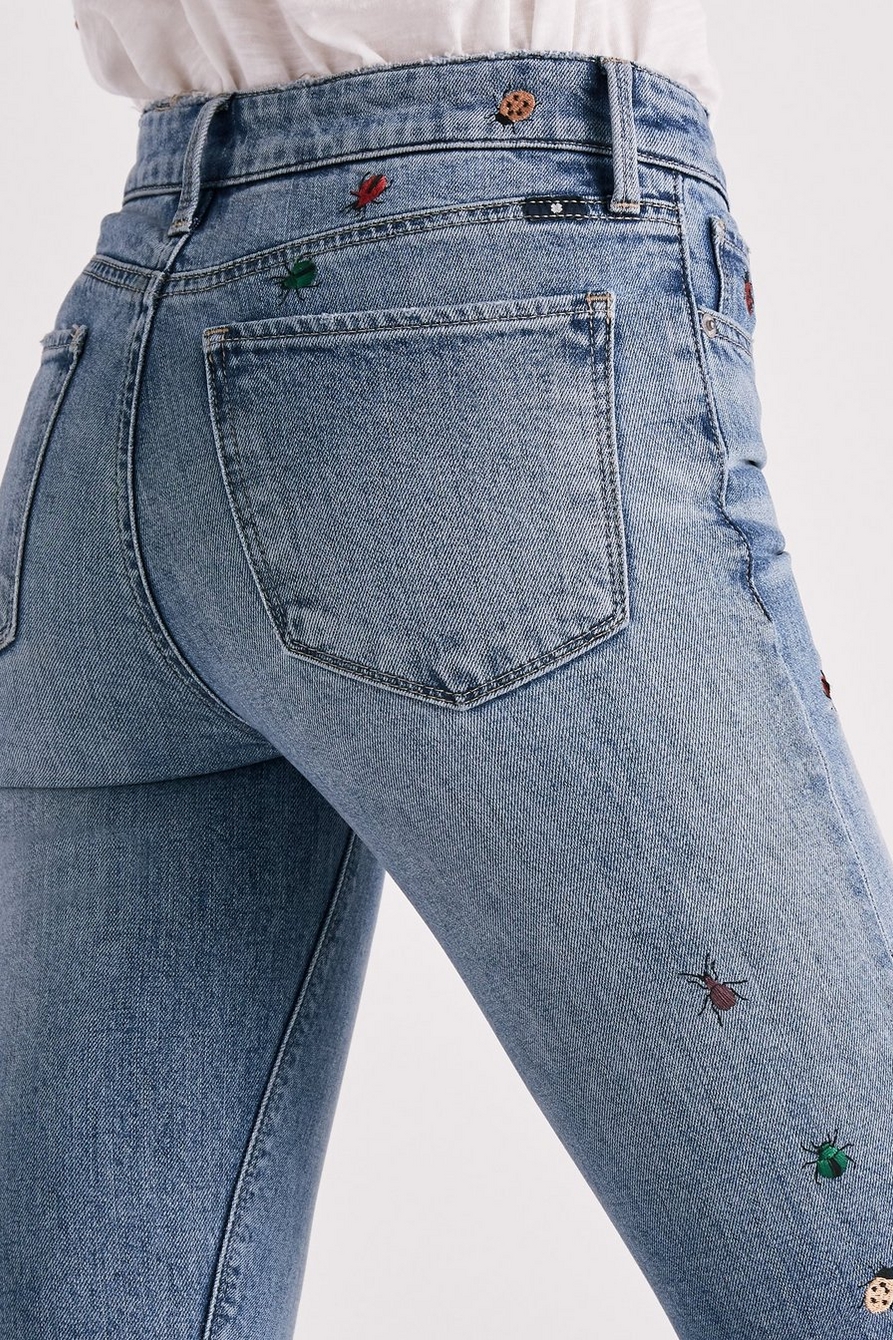AVA MID RISE SKINNY JEAN WITH DITSY BUG EMBROIDERY, image 1