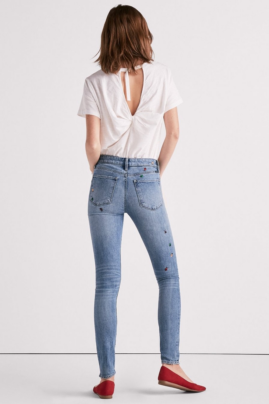 AVA MID RISE SKINNY JEAN WITH DITSY BUG EMBROIDERY, image 4