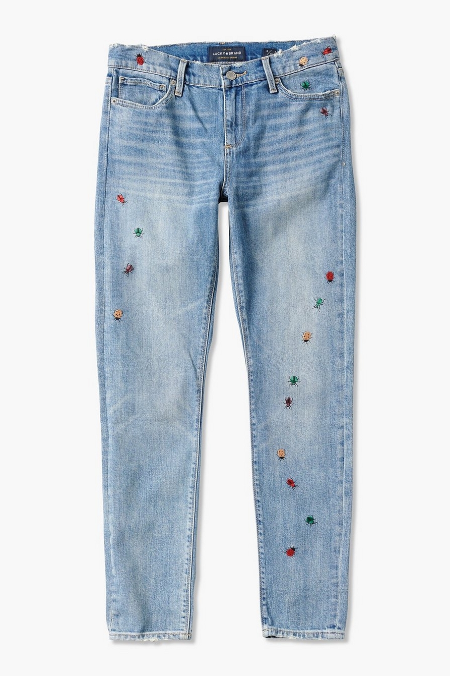 AVA MID RISE SKINNY JEAN WITH DITSY BUG EMBROIDERY, image 5