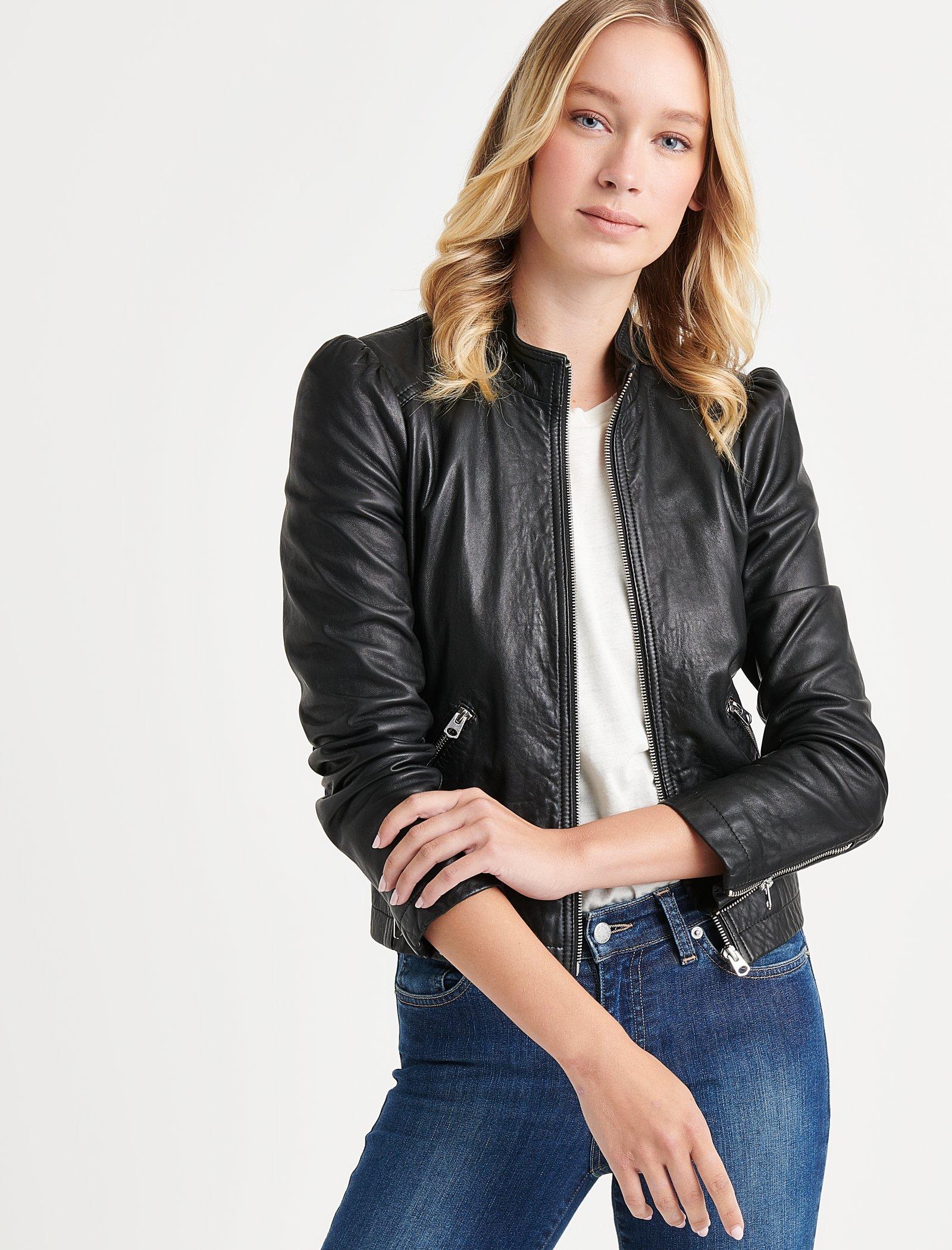 Lucky Brand Women's Puff Sleeve Leather Jacket | eBay