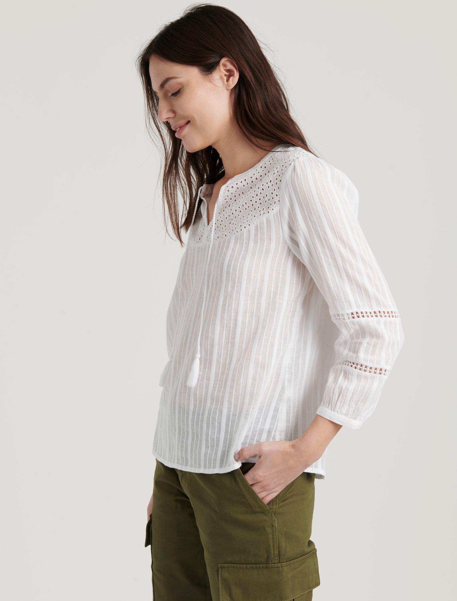 lucky brand eyelet peasant top