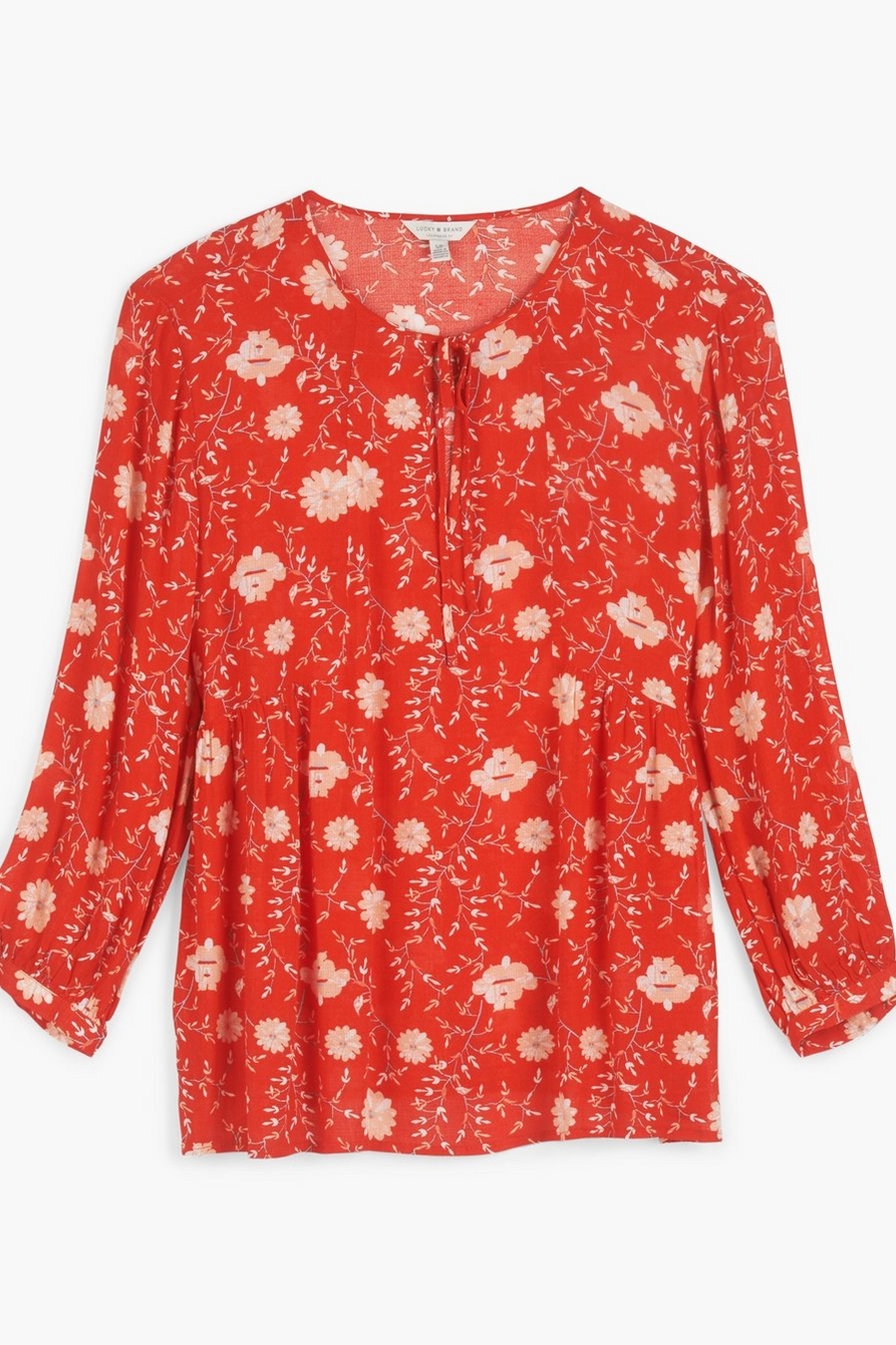 PRINTED SERENA PEASANT TOP | Lucky Brand