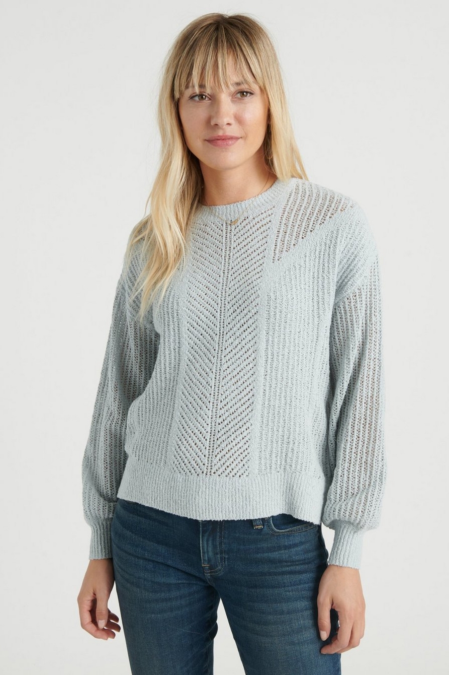 Lucky Brand Open-stitch Pullover Sweater in Gray
