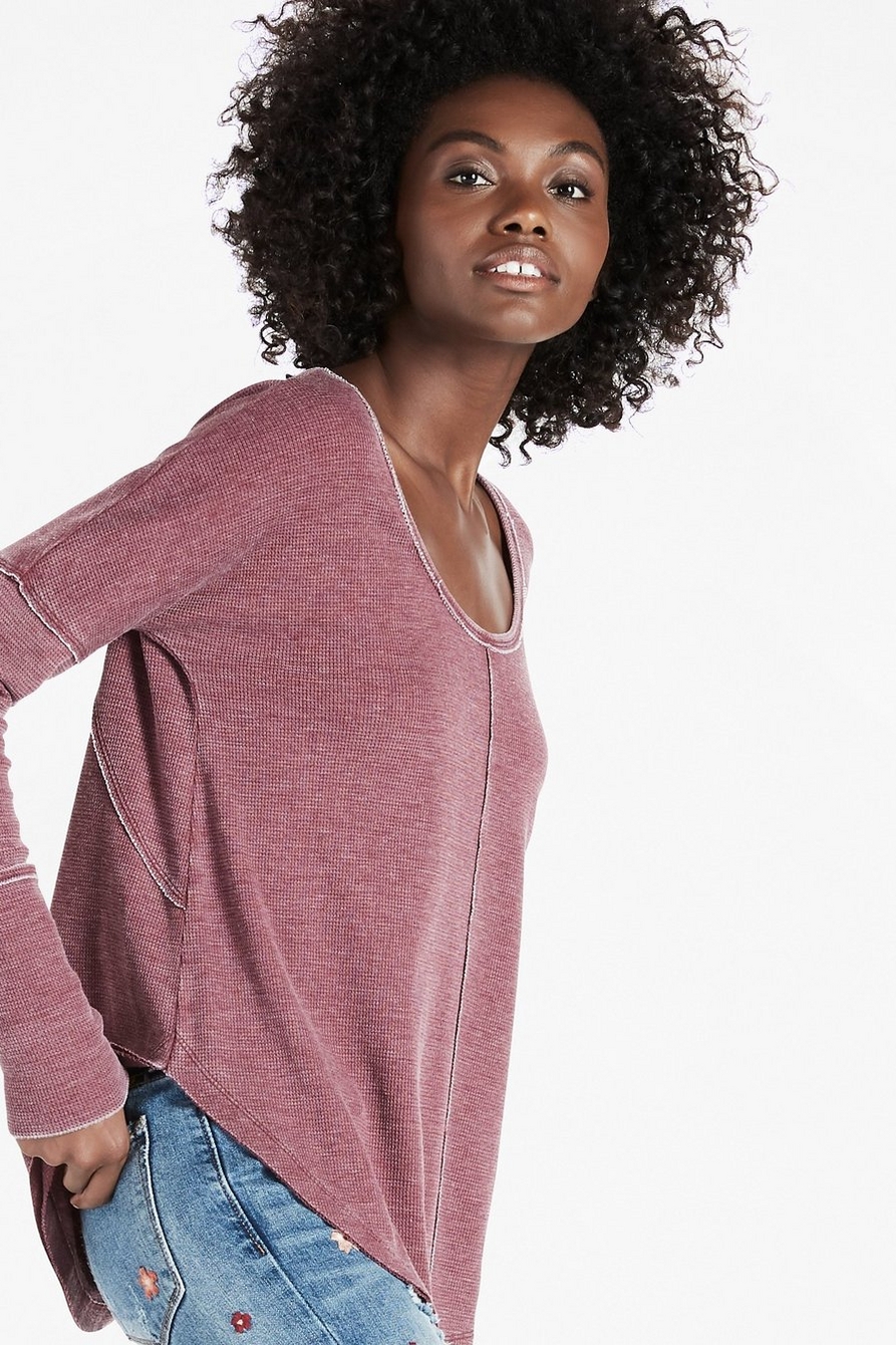Lucky Brand Solid Gray Thermal Top Size S - 67% off