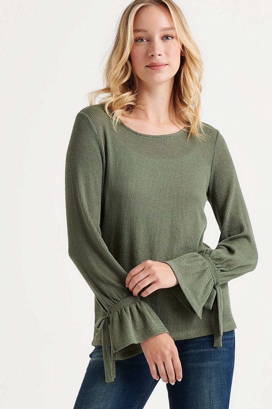 Buy Lucky Brand women flare sleeve thermal top grey Online