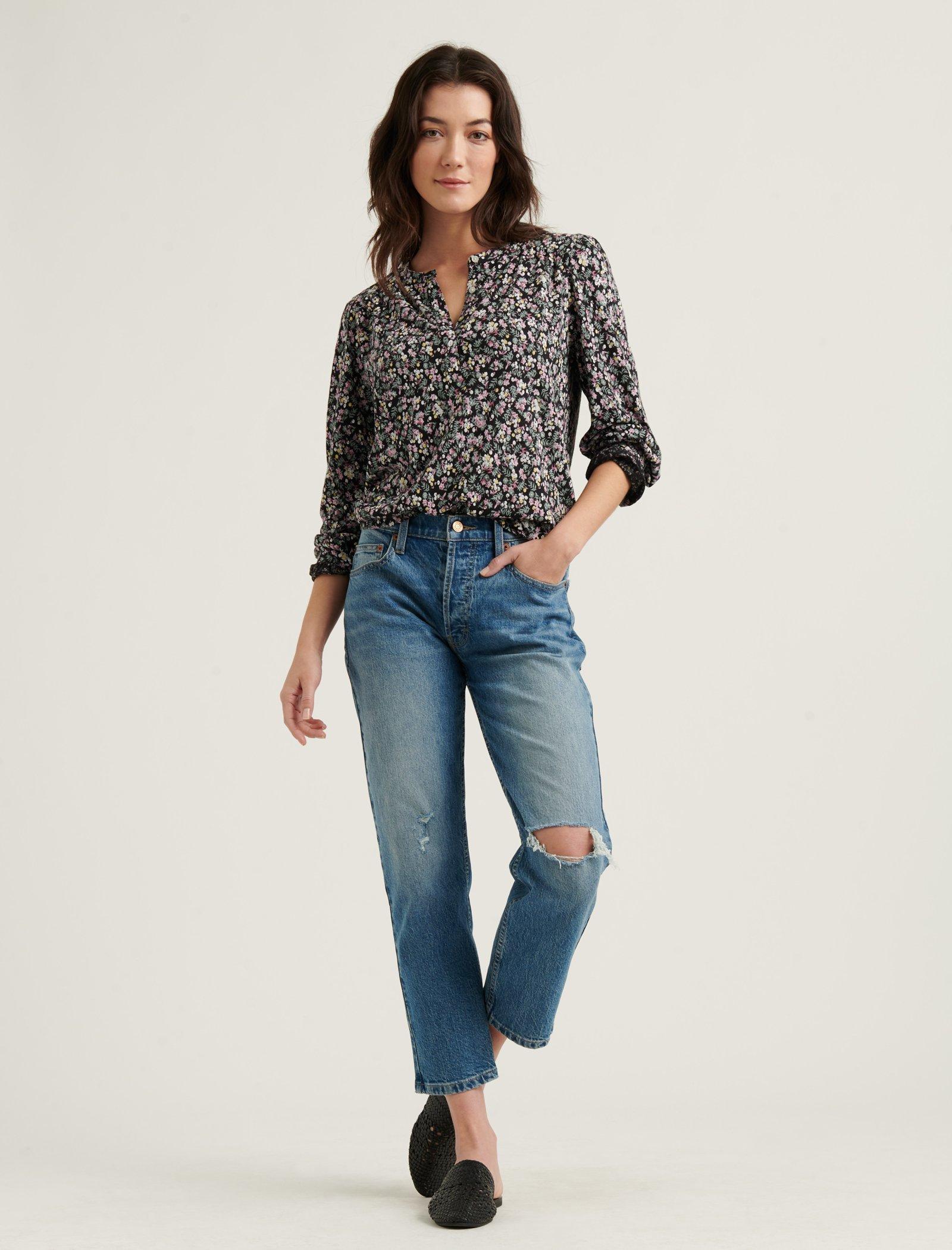 DITSY FLORAL PRINTED HENLEY TOP | Lucky Brand
