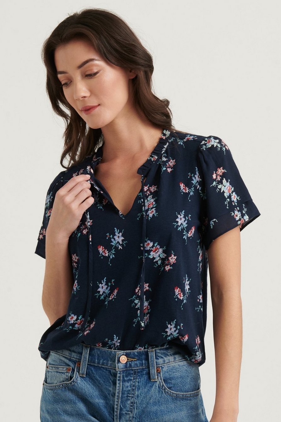 Lucky Brand Embroidered Flutter Sleeve Top (Black) Women's Clothing -  ShopStyle