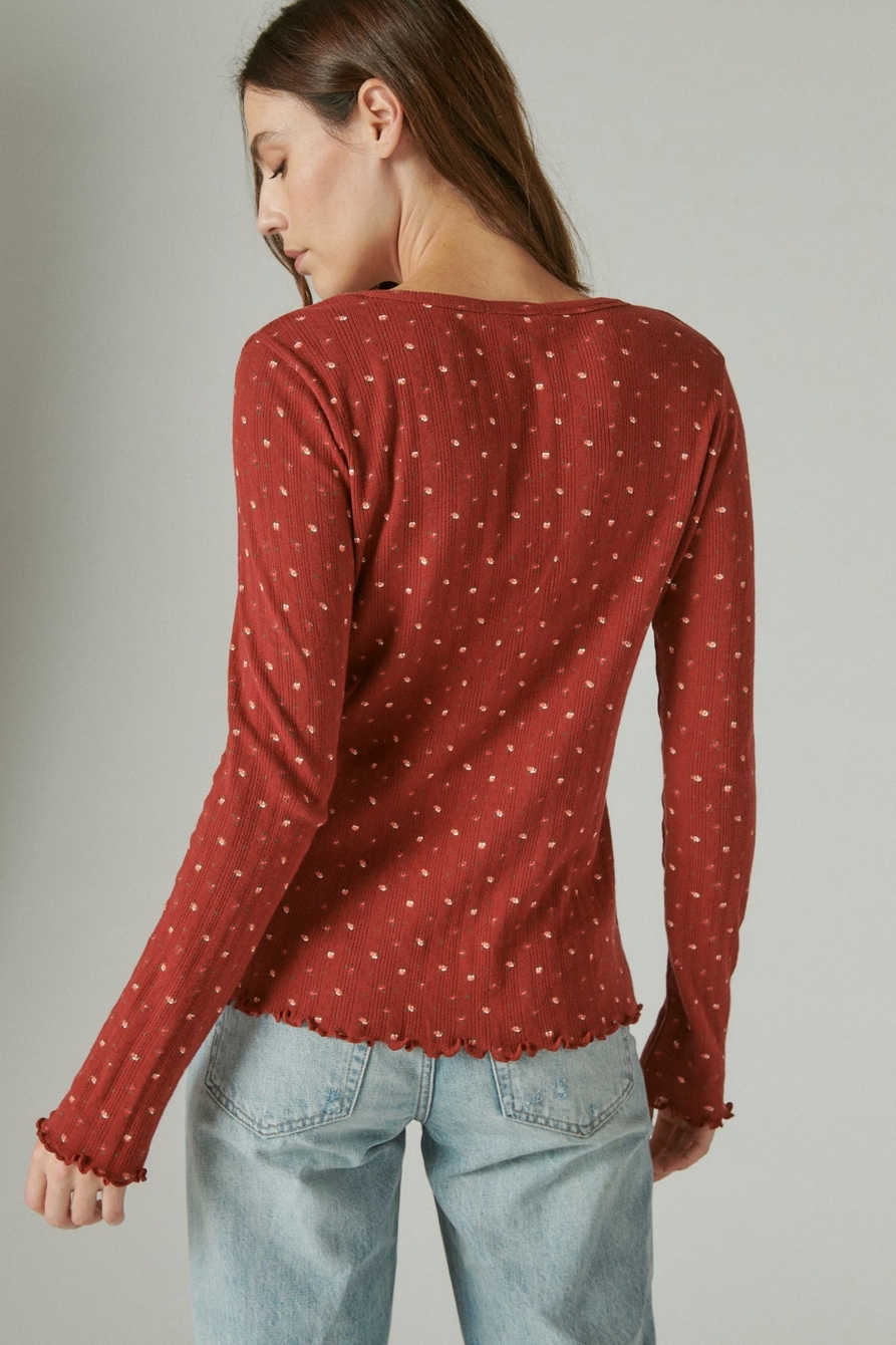 Lucky Brand Womens Long Sleeve Pointelle Tee : : Clothing, Shoes &  Accessories