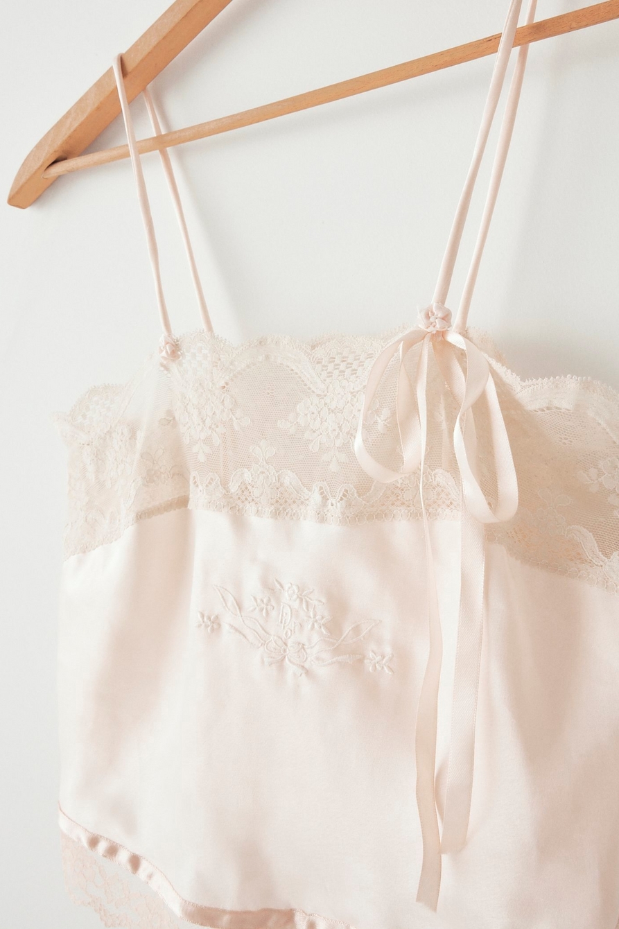 Lucky Upcycled Pink Satin Lace Trim Cami, image 3