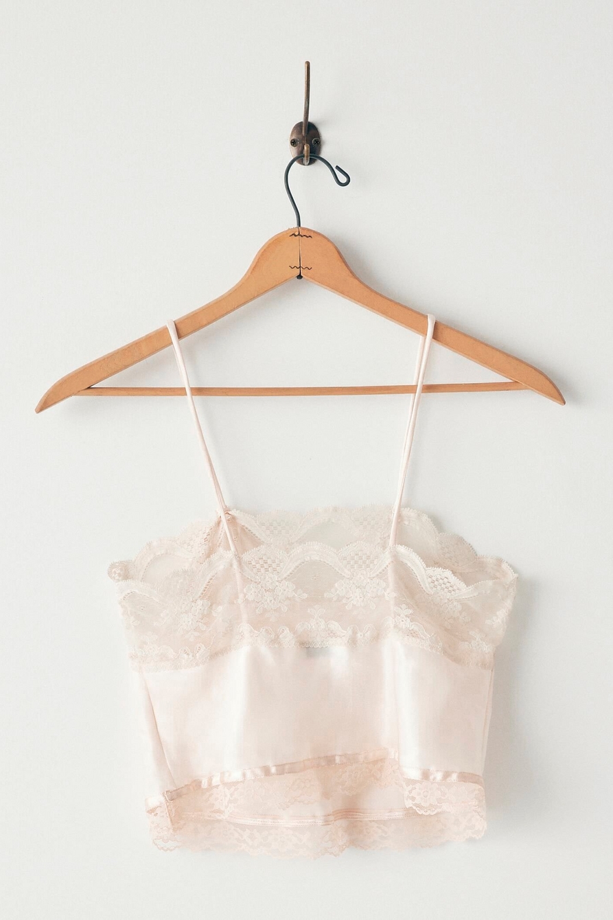 Lucky Upcycled Pink Satin Lace Trim Cami, image 4