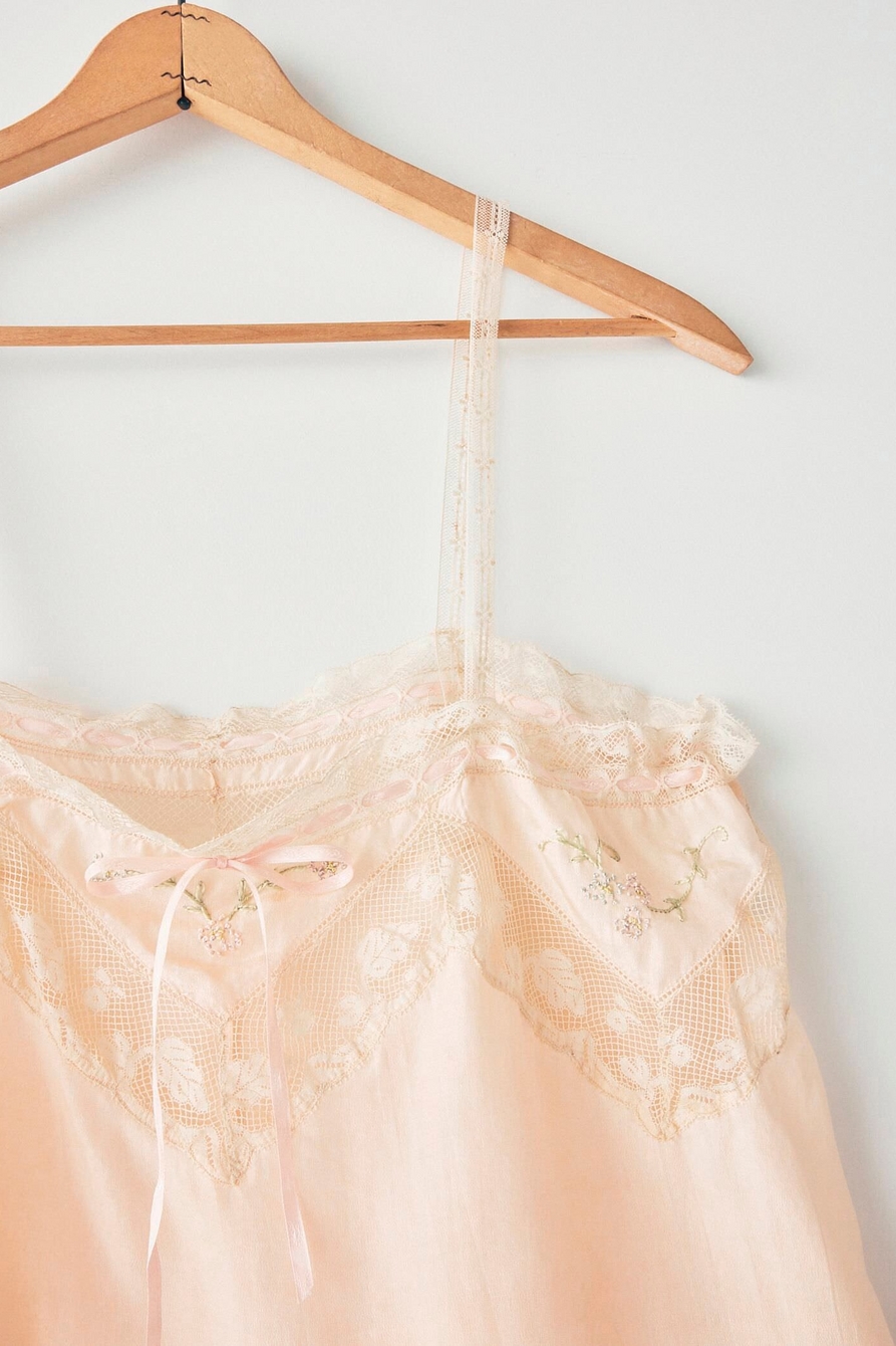 Lucky Upcycled Blush Satin Lace Trim Cami, image 2