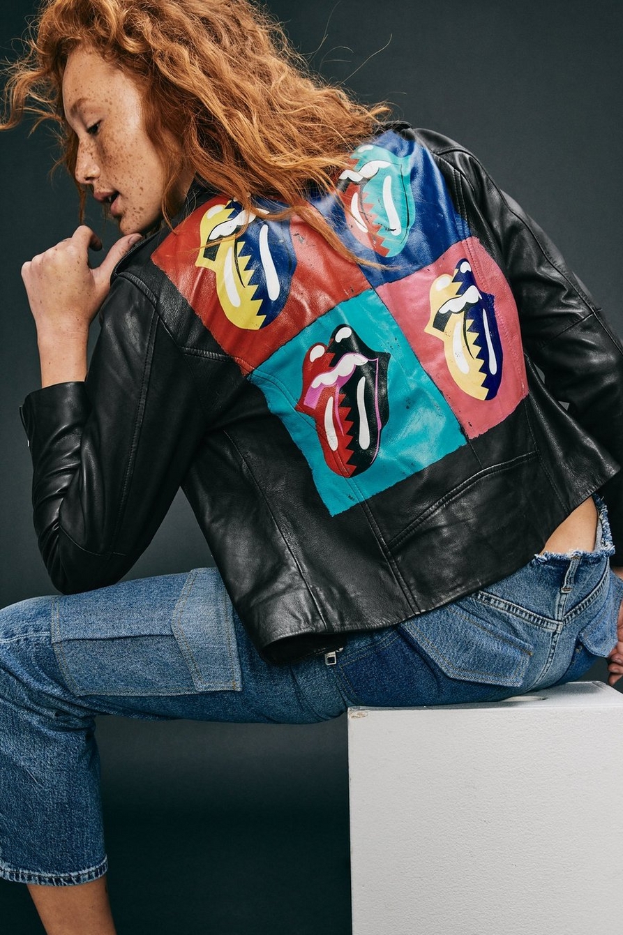 Lucky Upcycled Hand-Painted Leather Jacket, image 1