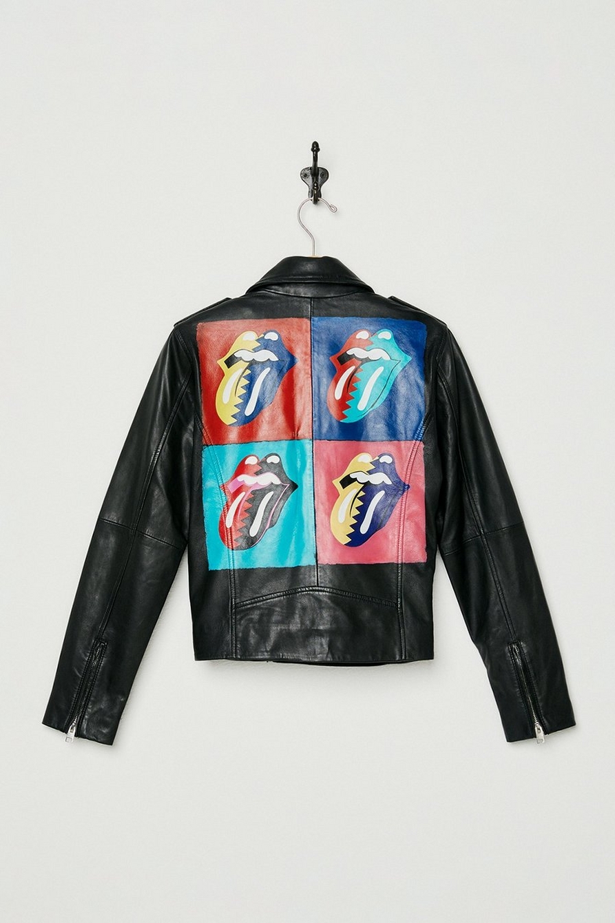 Lucky Upcycled Hand-Painted Leather Jacket, image 5